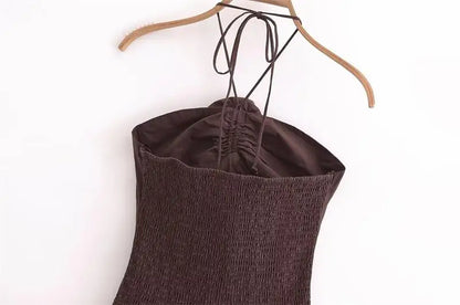 Women’s Summer Tube Top Dress – Hanging Neck, Chic Holiday & Party Long Dress