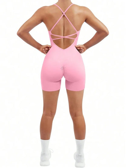 Sexy Cross-Back Fitness Jumpsuit