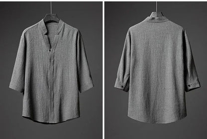 Men’s Luxury Summer Suit – Ultra-Thin, Loose-Fit, Mid-Sleeve Two-Piece Set