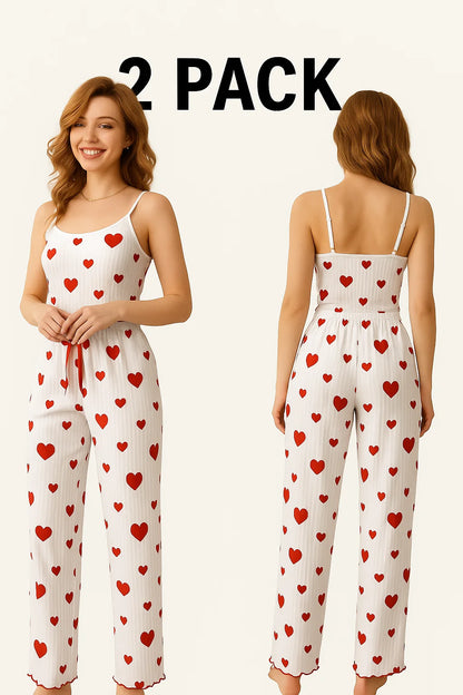 Women’s Plus Size Pajama Set – 2 Piece Love Print